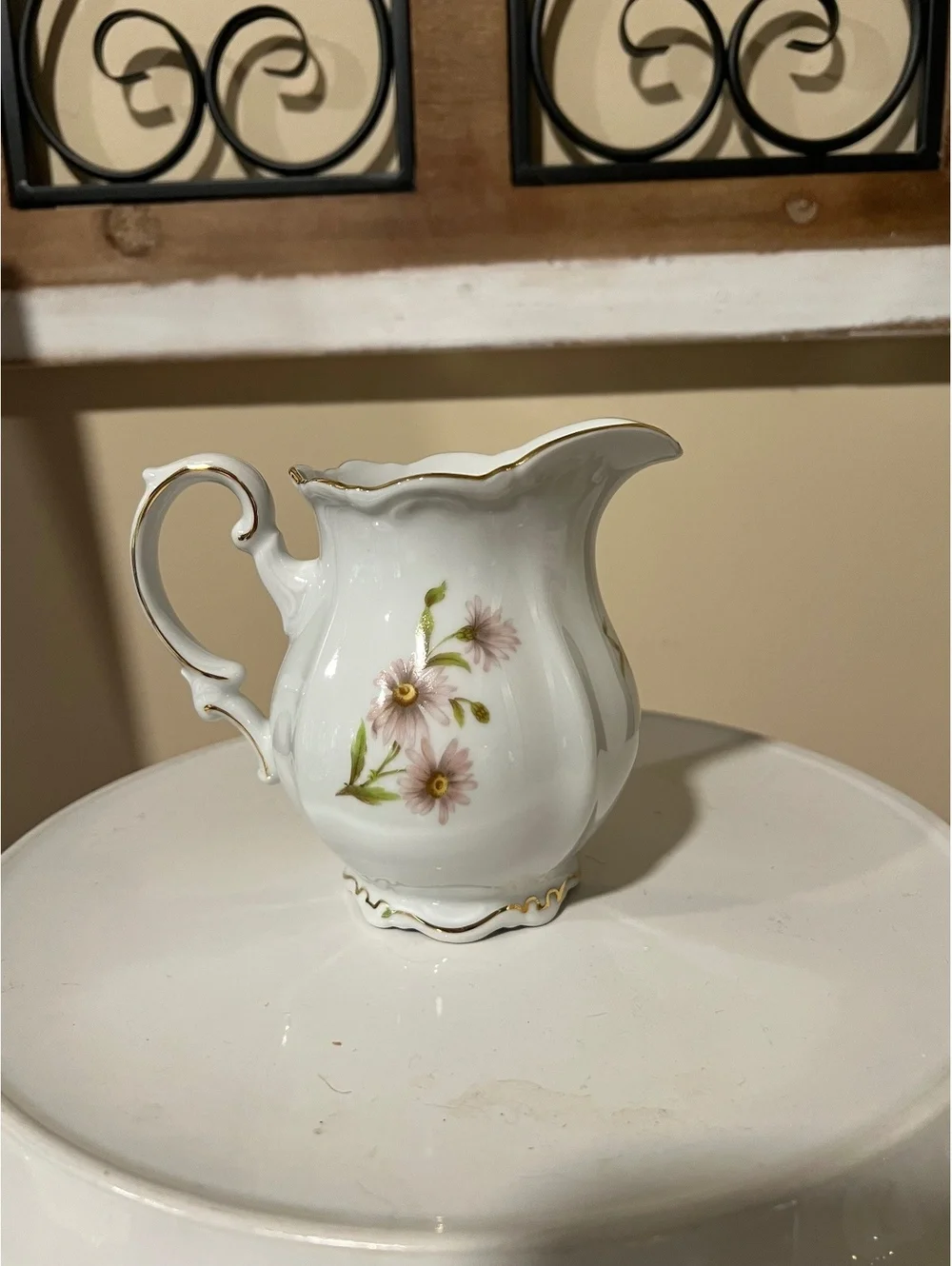 Vintage Mitterteich Bavaria Germany Cream Lavender Daisy Bell Sugar Creamer